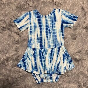 Musethreads Twirl Onesie Bamboo Blue Tie-dye Baby Girl 3-6 Months Soft Stretchy